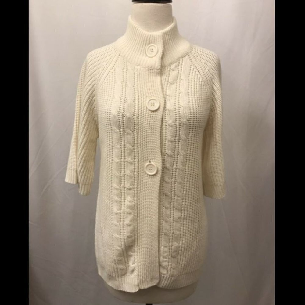 Stephanie Rogers Women Button Front Winter White Cardigan Bust 34" New B3
